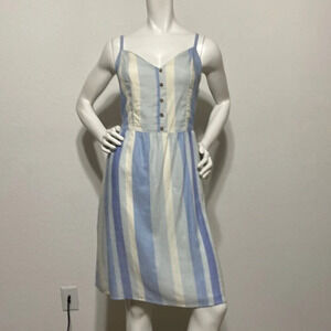 Joie Mommy And Me NWT Striped V-Neck Sleeveless Linen Blend Dress w/ Headband 12